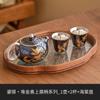 Tetera de plata 999, juego de té kung fu con bandeja de té, tetera ligera de lujo con esmalte de perla de alta calidad, una tetera de dos tazas