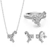 Conjunto de Pulsera y Collar de Plata de Ley 925 Más Vendido Transfronterizo, Lujo Ligero, Artesanía Exquisita, Conjunto Único de Pulsera de Trébol de Cuatro Hojas y Lazo para Mezclar y Combinar