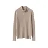 Outono e Inverno 2025 Novo Estilo Elegante Roupa Exterior Gola Alta Suéter de Caxemira Feminino Cardigan Tricotado com Zíper Duplo Jaqueta Suéter Versátil