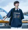 Camiseta de Algodón Puro de Manga Corta para Hombre Estilo Nuevo 2026, Marca Trendy de Verano, Holgada, Cuello Redondo, Estampado de Letras Pesado, Top Casual