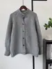Cárdigan de Punto con Cuello Alto y Borde Rizado 2026 Otoño/Invierno Nuevo Estilo Casual Holgado con Mangas de Linterna Abrigo Suéter para Mujer