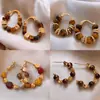 Pendientes Vintage Melard de Piedra Ojo de Tigre Geométrico con Cuentas, Pendientes de Lujo Ligero de Gama Alta, Accesorios para Orejas de Moda y Únicos de Nicho para Mujeres