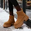 Botas de Neve com Solado Grosso para Mulheres, Novo Modelo 2026, Forradas com Lã de Inverno, Botas Curtas Quentes e Grossas, Botas Martin Antiderrapantes, Sapatos Grandes de Algodão