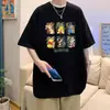 Nova Camiseta Popular de Seda de Gelo 2026 para Homens e Mulheres, Estilo Hong Kong Estampa de Letras de Anime, Modelagem Solta, Top Versátil de Manga Curta