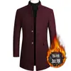Estilo Novo Outono e Inverno Moda Masculina Casaco de Lã Comprimento Médio Corta-vento com Acolchoamento de Algodão Espessado Lã Casual Roupa Externa Masculina