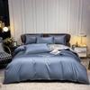 Conjunto de Luxo Leve de Alta Qualidade com Quatro Peças de Lençóis de Cor Sólida, Capas de Edredom, Lençóis com Elástico, Capa de Colcha Grossa de Algodão Loka para Dormitório, Conjunto de Roupa de Cama de Três Peças