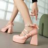 Zapatos de Mujer Lo Lolita Charol Punta Redonda Suela Gruesa Tacón Grueso Tacón Súper Alto Correa con Hebilla Zapatos Mary Jane de Tacón Alto para Mujer