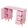 Mesa de Manicure Rosa Mesa de Manicure de Doble Capa con Gabinete Banco de Trabajo para Manicure Mesa para Salón de Uñas Mesa de Manicure Transfronteriza