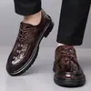 Zapatos de Hombre al por Mayor, Zapatos de Cuero para Negocios, Zapatos Casuales Formales, Primavera Bajos con Patrón de Cocodrilo en Relieve Piel Genuina de Vaca Zapatos para el Trabajo