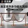 Coluna de Isolamento com Fita Telescópica para Concierge de Hotel 1,0m Corrimão de Fio Rosa Dourado Poste de Concierge em Forma de U Guarda-Corpo Multifuncional
