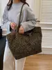 Bolso de Lona Estampado de Leopardo para Mujer 2025 Nuevo Verano Moda Popular Bolso Tote Casual Gran Capacidad Bolso de Hombro para Viajes