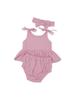 Ins Amazon Nuevo Color Sólido Moda Infantil Pequeña y Mediana Vestido de Tirantes de Tres Piezas Traje de Lino para Niña Bebé