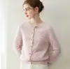 Suéter 100% cachemira pura para mujer, cuello redondo, tejido de trenzas, cárdigan grueso, jersey, capa base, corte holgado, abrigo de estilo nuevo