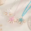 Colar Pingente Flor de Concha Estilo Praia Oceano Férias Transfronteiriço Europeu e Americano Colar de Contas de Arroz Bohemian para Mulheres