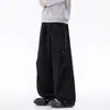 Pantalones deportivos de estilo americano para hombre, de alta resistencia, con dobladillo curvo, para primavera y otoño, marca de moda, pierna recta holgada, versátiles, de pierna ancha, casuales