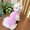 Suprimentos para Animais de Estimação Roupas para Gatos Posto de Esterilização para Gatos Roupa Pós-Esterilização Anti-Lambida e Mordida Macia Super Elástica Curta Azul Sem Pelo para Gatos Suprimentos