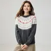 Suéter tejido Fair Isle vintage de cuello redondo 35 cachemir, de manga larga, suéter holgado para mujer para otoño e invierno, perfecto como capa interior o capa base