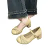 Sapatos Mary Jane Estilo Francês de Pele de Ovelha com Saia, Sapatos Femininos com Salto Grosso, Boca Rasa, Fivela de Tira Única, Salto Alto