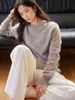 Ropa Hongmi/Otoño-Invierno 2026 Nuevo Suéter Pulóver de Lana Cachemira Lavado Cepillado Artesanal Cuello Redondo para Mujer