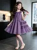 Vestido de Verano para Niñas Sin Mangas 2026 Nuevo Elegante Dulce Conjunto de Verano Malla Princesa Popular Vestido Largo de una Pieza