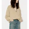 [Pedido Mc] Suéter Novo Estilo Outono/Inverno 2026, Suéter Tricotado Falso Duas Peças em Lã e Caxemira com Gola Henley para Mulheres