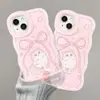 Gato con Lazo Adecuado para Apple 17 Linda Funda para Teléfono Móvil Iphone13Promax Doble Soporte 16 Nuevo Modelo para Mujer 15
