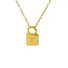 Collar con Candado de Acero de Titanio que No se Desvanece, Letra, para Mujer, Cadena de Clavícula de Lujo Ligero, Colgante de Moda Europea y Americana Tendencia, Joyería de Acero Inoxidable