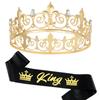 Corona Redonda de Cristal Transfronteriza Europea y Americana Tiara Príncipe de Graduación Cinta Corona Rey Reina Decoración de Fiesta