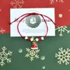 Pulseiras de Natal Mais Vendidas na Europa e América, Sino, Floco de Neve, Peças de Liga de Zinco e Argila Polimérica do Papai Noel, Pulseiras Trançadas à Mão