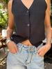 Chaleco de Ganchillo de Punto con Cuello en V, Chaleco de Punto sin Mangas con Botones, Chaleco de Pie Independiente de Moda y Cómodo, Comercio Exterior, Verano