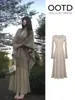 Conjunto de vestido tipo chal color caqui para mujer, estilo coreano de otoño, elegante y ajustado, vestido largo para jóvenes adineradas