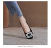 2026 Nuevo Estilo Hebilla Cuadrada Pedrería Tacón Grueso Zapatos de Mujer Punta Cuadrada Retro Casual Boca Baja Zapatos de Abuela para Viajar Zapatos de Piel Genuina