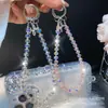 Colgante de Perrito Cadena para Teléfono Móvil Rueda de Cuentas Hecha a Mano Cadena de Muñeca de Cristal Cadena de Cuerda para Funda de Teléfono Móvil Cadena de Llaves