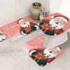 Decoración Navideña de Papá Noel Juego de Tres Piezas para Puerta, Piso, Baño, Inodoro Alfombra Absorbente Antideslizante para Pies