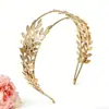 Faixa de Cabeça Dourada Folha Europeia e Americana para Casamento Noiva Estilo Floresta Ramo de Oliveira Acessório de Cabelo Folha Espiga de Trigo Coroa Faixa de Cabeça para Mulheres