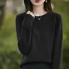 Primera línea listo para usar capa base suéter rojo mujer estilo otoño e invierno talla grande ropa de mujer top cuello redondo tejido capa base mujer