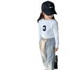 Ropa de Primavera y Otoño para Mujer y Niños Camiseta de Manga Larga Bebé Elegante Personalidad Infantil Marca de Moda Estilo Coreano Moderna Camiseta Básica con Letra Roja Cibernética