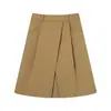Falda Plisada de Longitud Media de Línea A de Cintura Alta Adelgazante que Cubre las Caderas Traje de Oficina Nuevo Primavera/Verano para Mujer