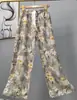 Pantalones de pijama de algodón para mujer, verano, finos, estampados, casuales, de pierna ancha, pueden usar mujeres embarazadas, comercio exterior, pantalones de talla grande
