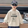 Q136 Moletom com Capuz de Manga Longa para Meninos Primavera e Outono Menininho Estilo Coreano Pulôver Estiloso Novo Top Casual Versátil para Crianças