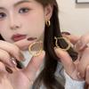 Arete Pequeño de Metal con Partículas Escarchadas Aguja de Plata S925 Diseño Nicho Nuevo Versátil Estilo de Moda de Alta Gama Aretes para Mujer