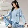 Otoño e Invierno 160g Nuevo Estilo Suéter de Manga Larga para Mujer Estampado de Dibujos Animados Conjunto Casual para Estar en Casa Pijama de Verano para Habitación con Aire Acondicionado