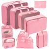 Set de Bolsas de Almacenamiento para Viaje, Set de 11 Piezas para Viajes de Negocios, Bolsas de Almacenamiento con Cordón para Ropa, Bolsas de Almacenamiento Plegables de Malla para Maquillaje y Artículos de Tocador
