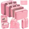 Set organizador de viaje premium, incluye 11 piezas: bolsas para guardar ropa, bolsas con cordón, bolsas para cosméticos y artículos de tocador, y bolsas de malla plegables para almacenamiento