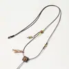 Cordão de pingente trançado feito à mão, primorosamente trabalhado, combinado com um lindo pingente de jade Hetian, moderno e ajustável