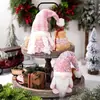 Decorações de Natal Figura Rosa de Lantejoulas em Pé Papai Noel Boneco de Neve Rena Ornamento de Mesa