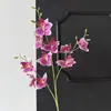 Orquídea Phalaenopsis artificial de 3 hastes com toque realista, adequada para decoração de cena de casamento, arranjos florais, decoração de casa e materiais florais