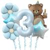 Set de globos de película de aluminio de 40 pulgadas color caramelo, blanco leche, azul talco para bebé, digital, mate, oso mágico, pastel, flor de margarita