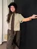 Chaqueta de Cuero Estilo Coreano Otoño 2026 para Niñas Hua Yu Xun, Abrigo de Moda Corto de Cuero PU con Cuello de Solapa para Niños