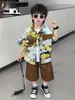Conjunto de Roupa Duas Peças Floral de Manga Curta Fina para Meninos Estilo Férias de Verão 2026 Novo Infantil Tendência